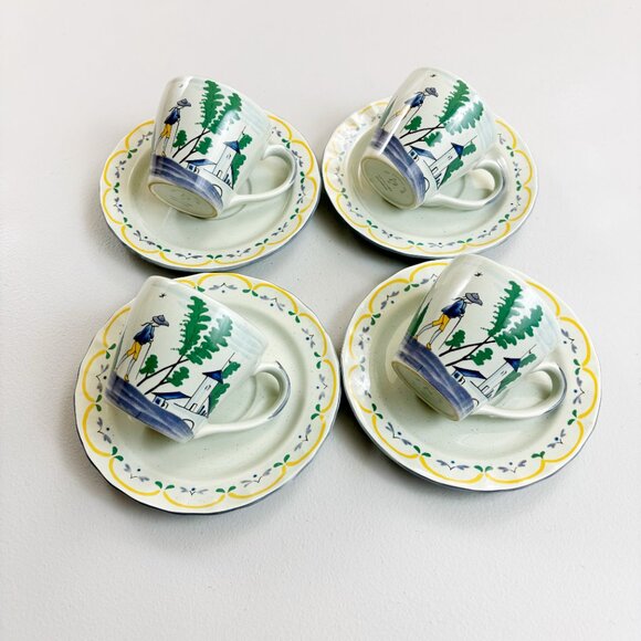 THE HALDON GROUP Normandie Cup & Saucer Set Of 4 VTG 1980 Walking Cottage Scene - Picture 3 of 16